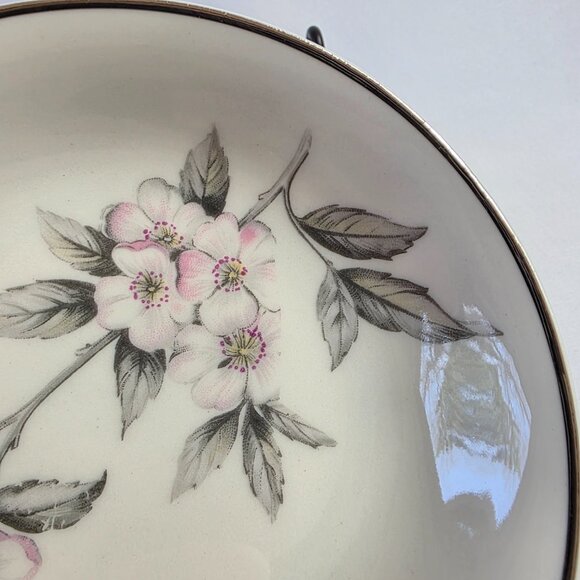 FOUR Manor House Spring Glory Fruit Bowls Pink & White Floral Gray Leaves - Picture 5 of 15